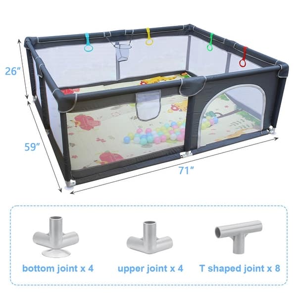 71" x 59" Playard Cloth Playpen Removable Enclosures with Carry Bag for Children and Pets Bed